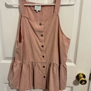 Blush Sleeveless Button-Down Ruffle Top